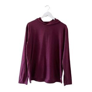 Breath Mens Burgundy Long Sleeves Hooded Soft Casual Essential SZ M #1252